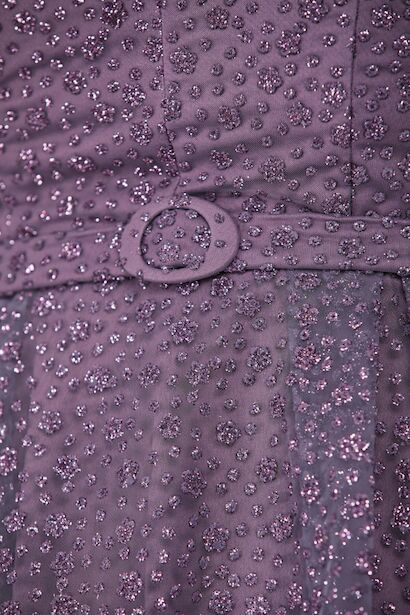 Kadın Kısa Simli Abiye Elbise  Lila 6