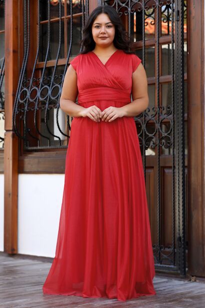 Büyük Beden Simli Abiye 