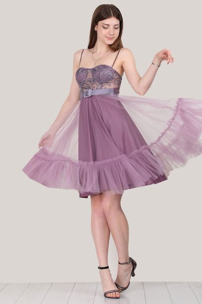 Kadın Kısa Kemerli Abiye Elbise 