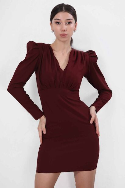 Kadın Mini Elbise  Bordo