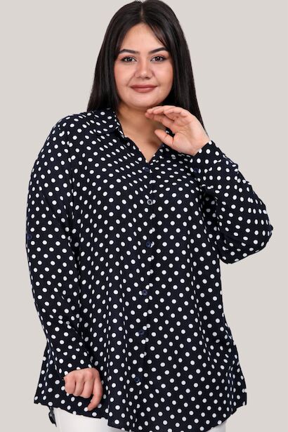 Büyük Beden Kol Katlamalı Gömlek 