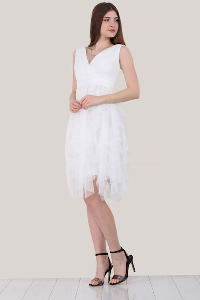 Kadın Kısa Tül Abiye Elbise 