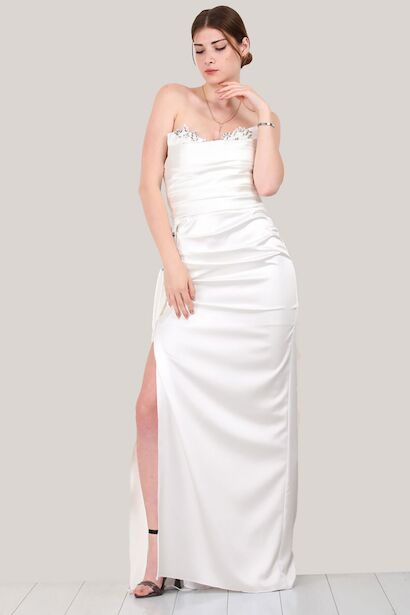 Kadın Saten Uzun Abiye 