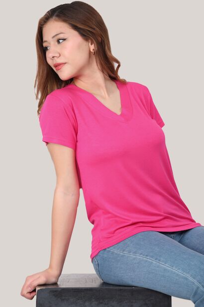 Kadın V Yaka T-shirt 