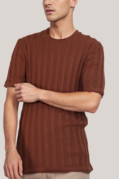 Erkek Bisiklet Yaka Kısa Kol Triko 