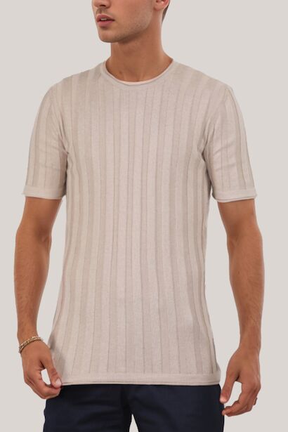 Erkek Bisiklet Yaka Kısa Kol Triko 