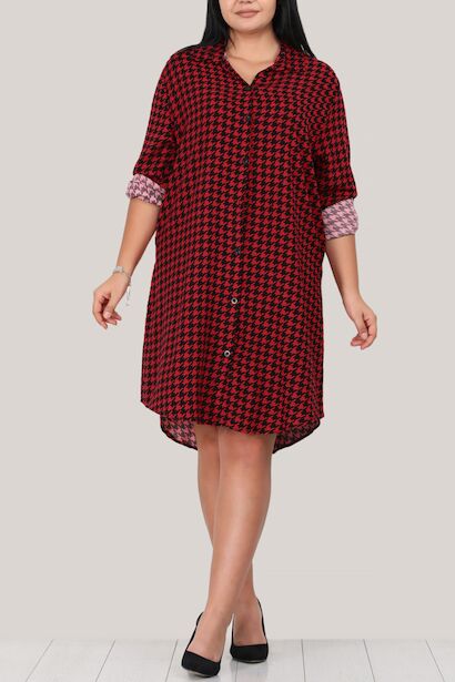 Büyük Beden Kısa Gömlek Elbise 